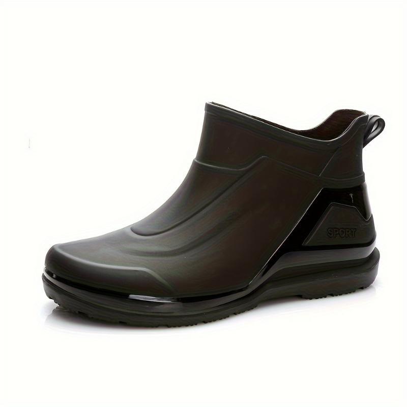 (New)Men's Solid Colour Mid Top Waterproof Rain Boots, Comfy Non Slip Durable PVC Water Shoes For Men's Rainy Day Outdoor wellies