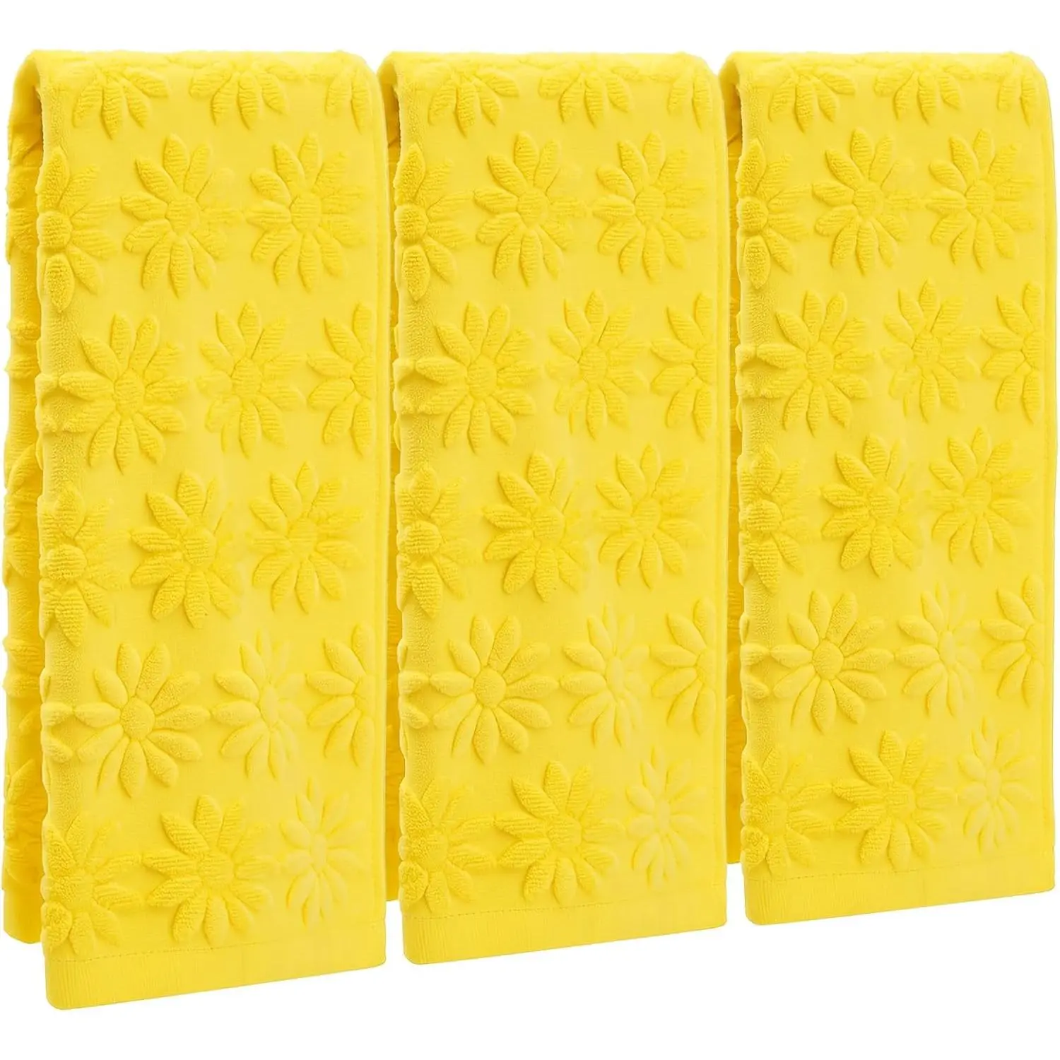 3-Pack Yellow Sunflower Spring Decorative Hand Towels - Kitchen & Home Use, Machine Washable, Gift-Worthy, 13.7in x 29.5in, Flowers-Themed Supplies for Drying, Cleaning, Three