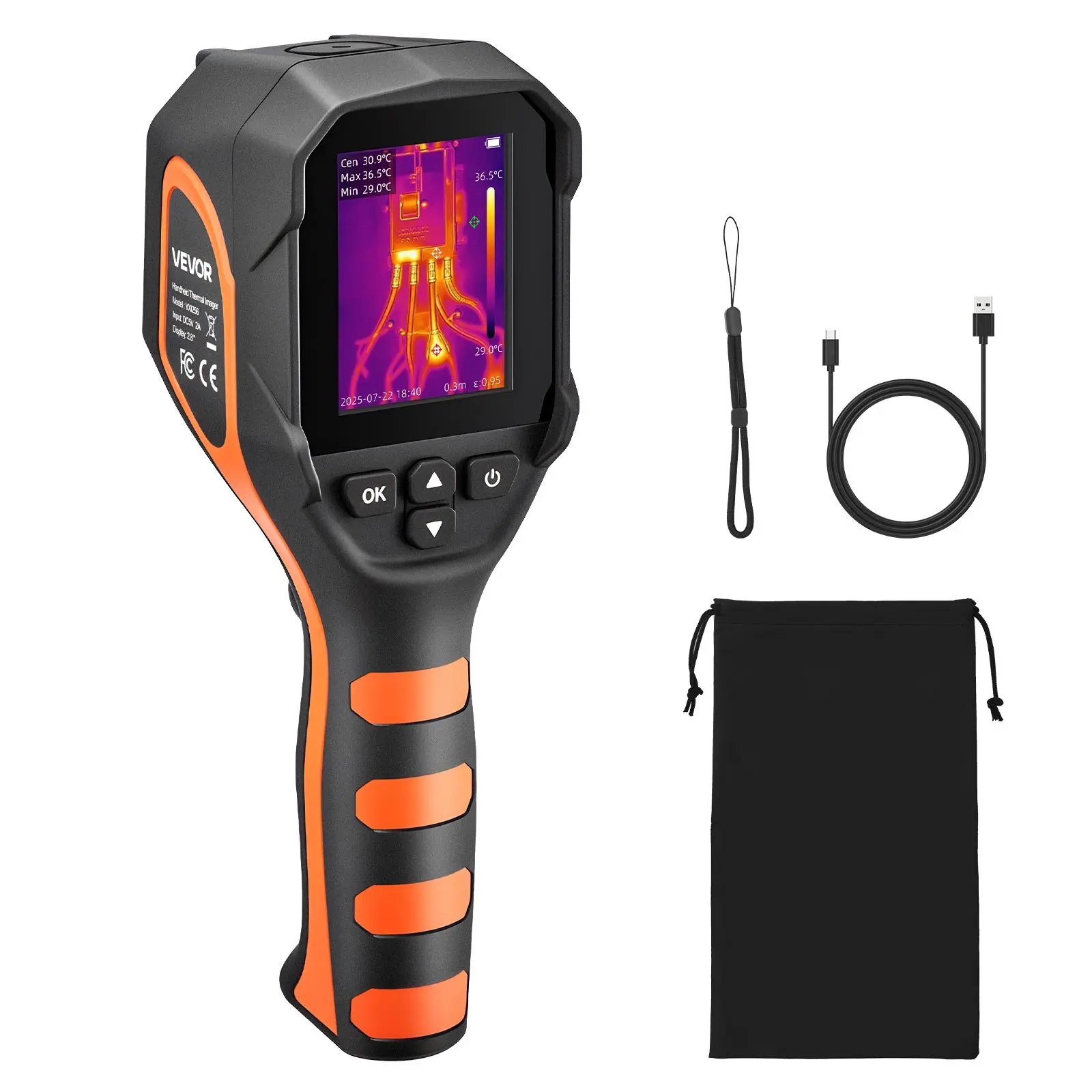 VEVOR Thermal Camera, 320 x 240 TISR Super Resolution, Thermal Imaging Camera with 2MP Visual Camera, 160 x 120 IR Resolution, 25 HZ Refresh Rate, -4°F to 1022°F, 4 Image Modes & 6 Color Palettes