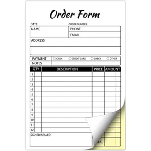 Sales Order Books,2 Part Carbonless Sales Invoice Book for Small Business,5.5 x 8.3 inches,Receipt Book with Cardboard(50 Sets)