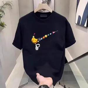 High-Quality Casual Top,Casual Classic Graphic TeeMen'S Fashion Graphic T-Shirt Featuring Space Planet Elements, Breathable And Comfortable, Machine Washable, Unisex Design, Perfect For Summer Casual Wear.Shirts Men Good  Tees