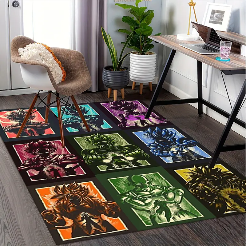 Anime Dragon G-GOKUS-Inspired Themed Abstract Art Design Pattern Modern Decorative Home Office Living Room Decor for Fans, Office Chair Mat for Carpet, Workspace Accessory, Dynamic Pattern, Easy Maintenance, Themed Floor Covering
