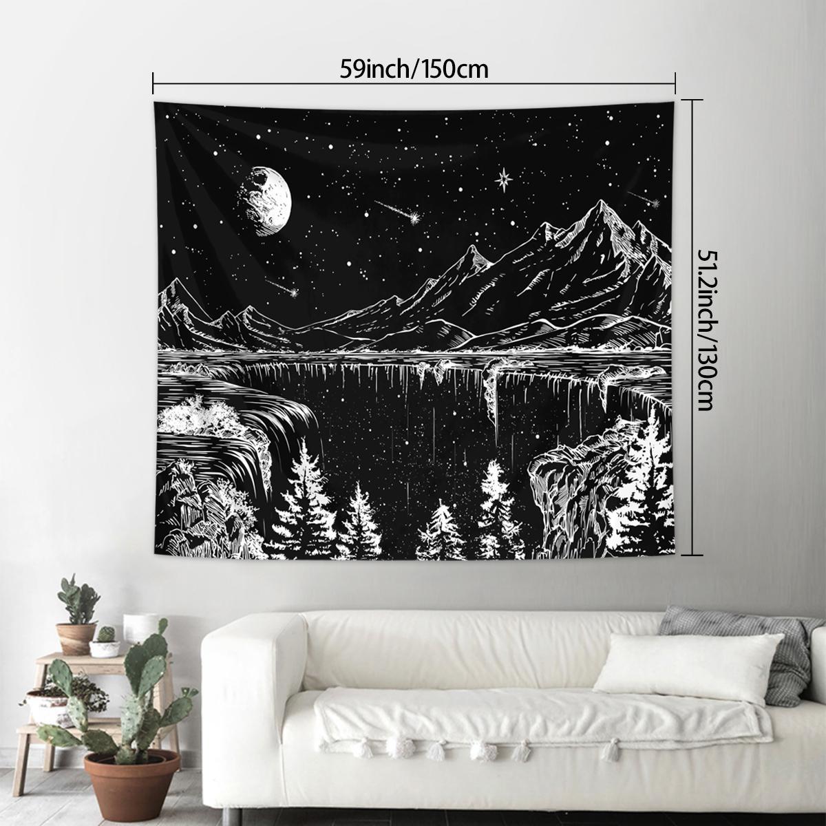 Abstract Starry Night Mountain Landscape Pattern Tapestry for Mean Girls Decorations, 1 Count Wall Hanging Tapestry Art for Home Living Room Bedroom Decor, Tapestry Wall Mural