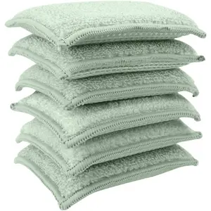 Bamboo Kitchen Sponges Dish Sponge Super Absorbent Natural Dish Sponges, Green, Pack of 6