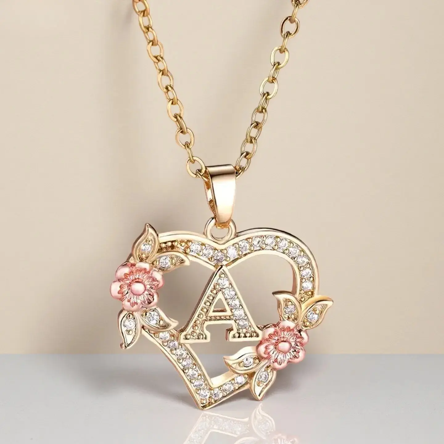 Women's Vintage Gold Floral Heart Initials A-Z Charm - Personalized Alphabet Pendant, Wedding Gift Jewelry for Bag Accessories, Female Wear, U, Bag Charm, Heart Shape, Initial Letters, Alphabet Set, Personalized Charm