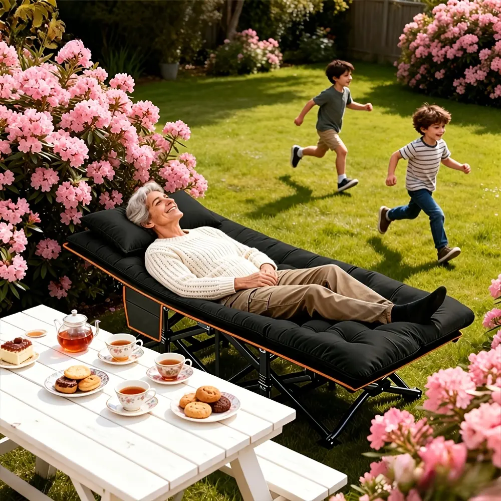 760/660/560 LBS Load-bearing Reinforced Folding Bed with Mattress, 300/200 LBS No Mattress Available. Ideal As Camping Bed And Portable Guest Bed. Adopts Ergonomic Design with Sturdy Bed Frame, Perfect for Courtyard Leisure And Outdoor Camping Use.