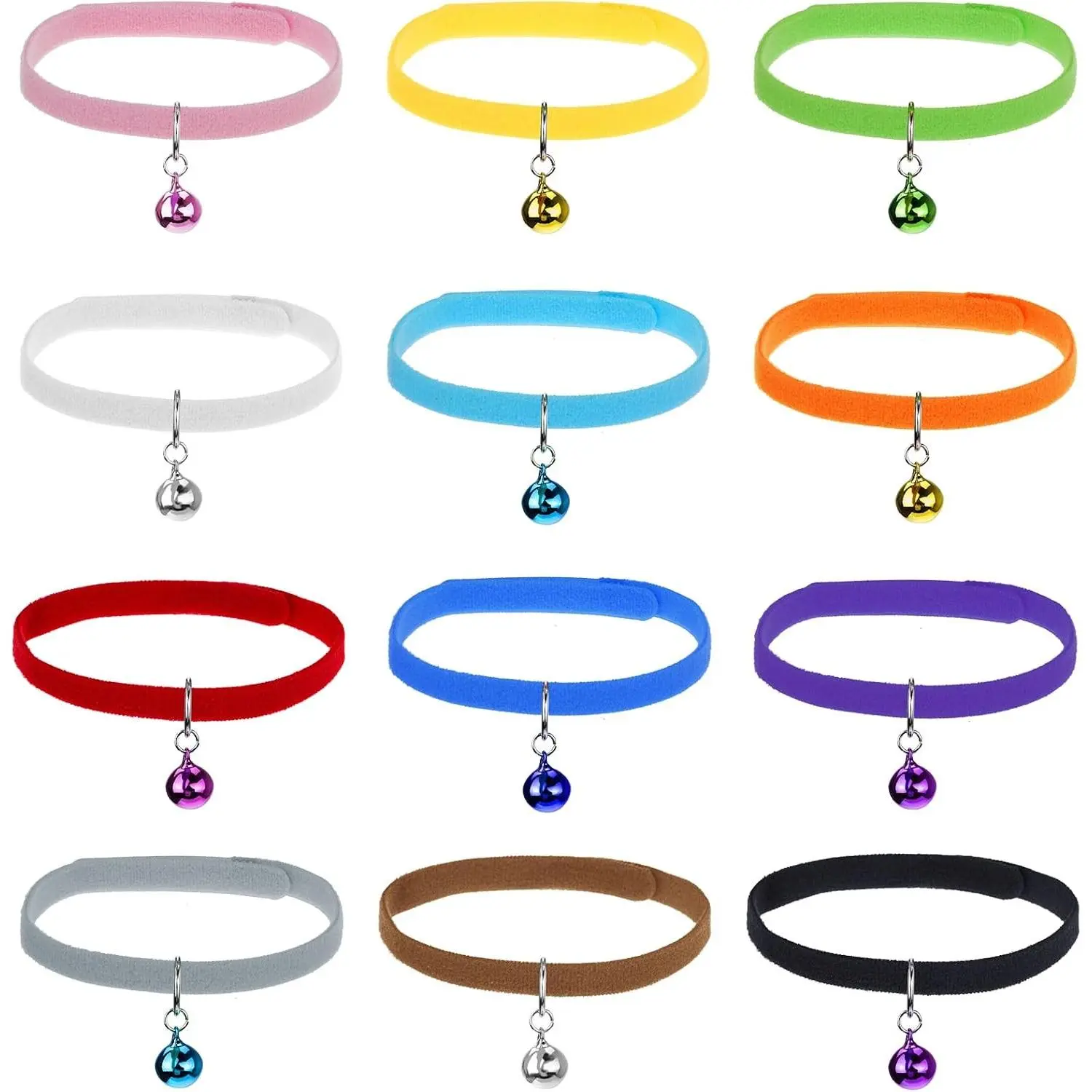 24Pcs Tiny Whelping Collars with 24Pcs Bells for Small Newborn Puppies Kittens Cats and Dogs