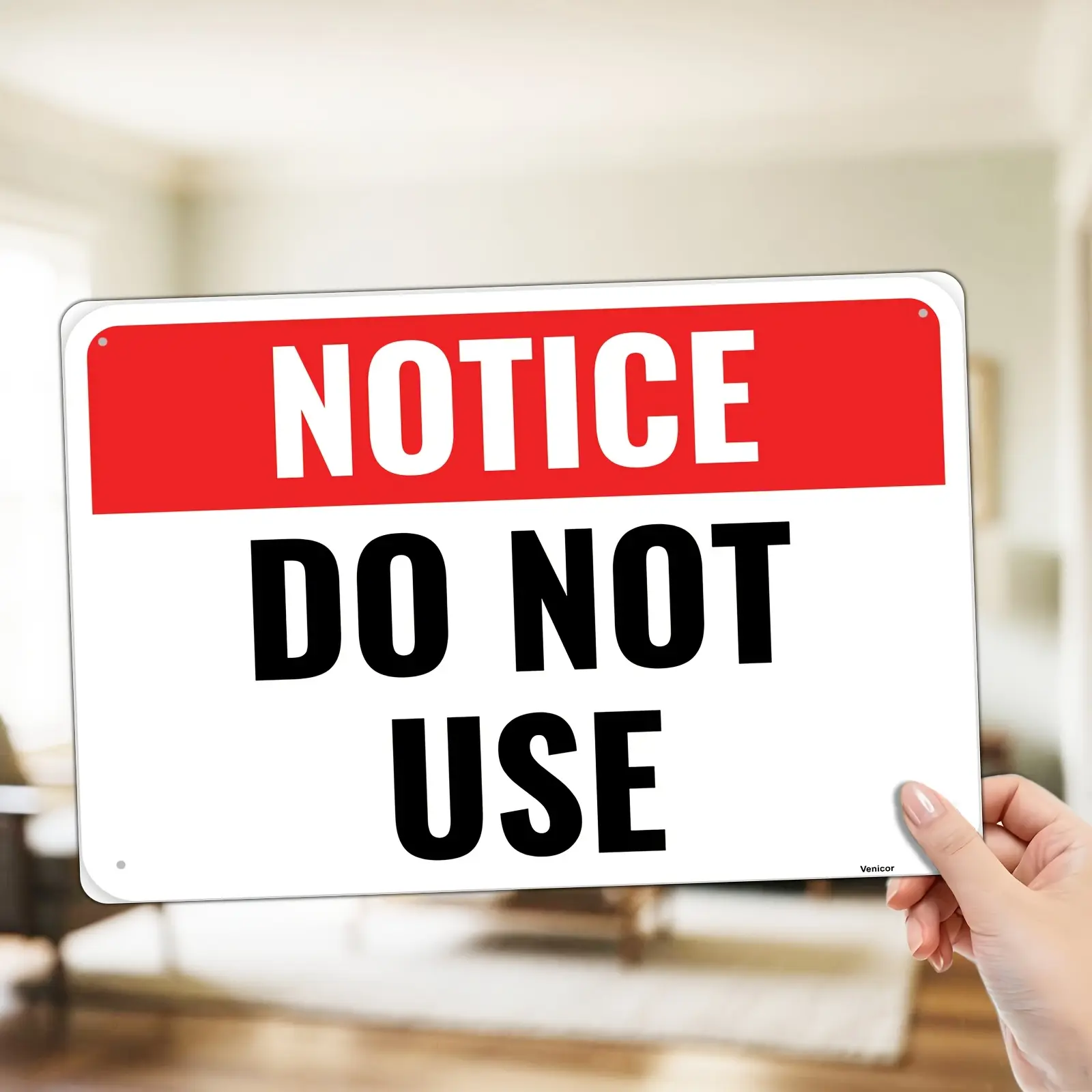 "Notice Do Not Use" Metal Sign, Aluminum Safety Warning Plaque, 12x8 Inch Out of Service Caution Label for Bathroom, Equipment, Door, Office