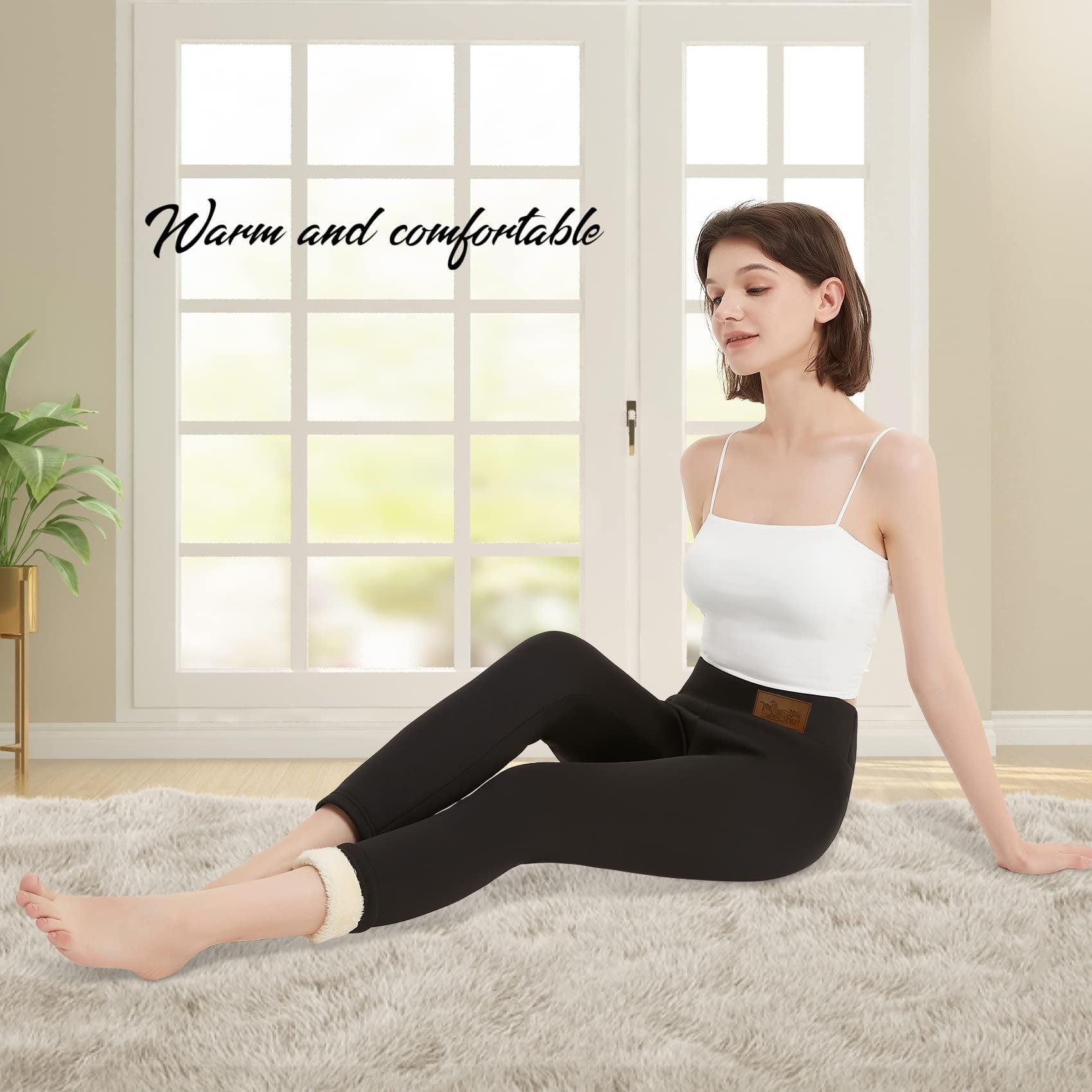 Fleece Lined Leggings Women Tummy Control High Waisted Workout Thick Winter Warm Soft Yoga Pants