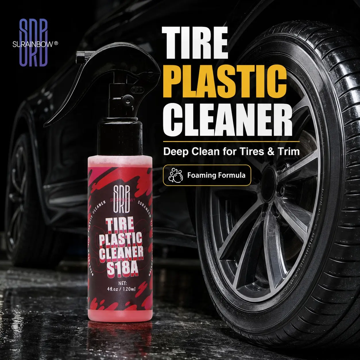 Car Tire Plastic Cleaner, Professional Car Care Foam, Deep Cleaning for Tires and Exterior Plastics, Ideal for Car Wash Shops and Daily Maintenance