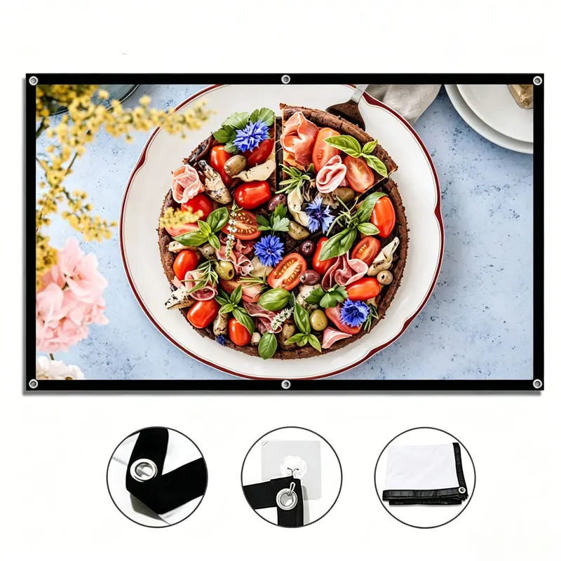 60/72/84/100/120/150 inch 16:9 projection screen, outdoor camping projection, portable screen, removable large screen, foldable white soft screen, portable home theater projection screen