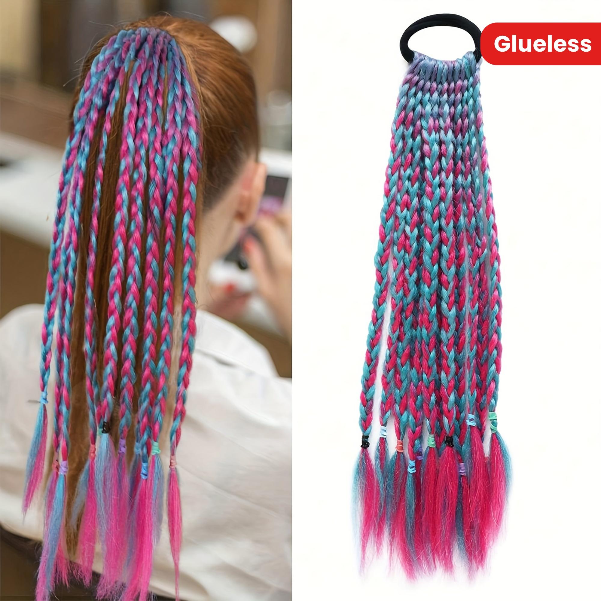 1 piece of 12-strand wig braid with colorful ends, multi-colored braids, hair accessory, braided ponytail, fashionable performance-style headwear, ideal for daily wear and as a gift!