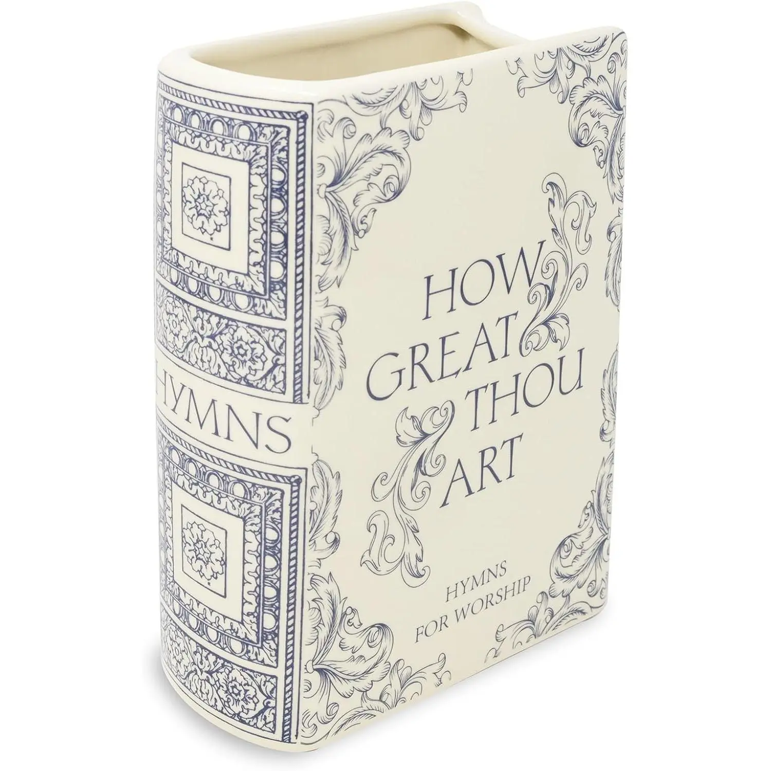 Steel Mill & Co Original Book-Shaped Decorative Vase, Ceramic Vases for Home Decor, Cute Christian Bookshelf Decor, Unique Vase for Book Lovers (Large - Hymnal)