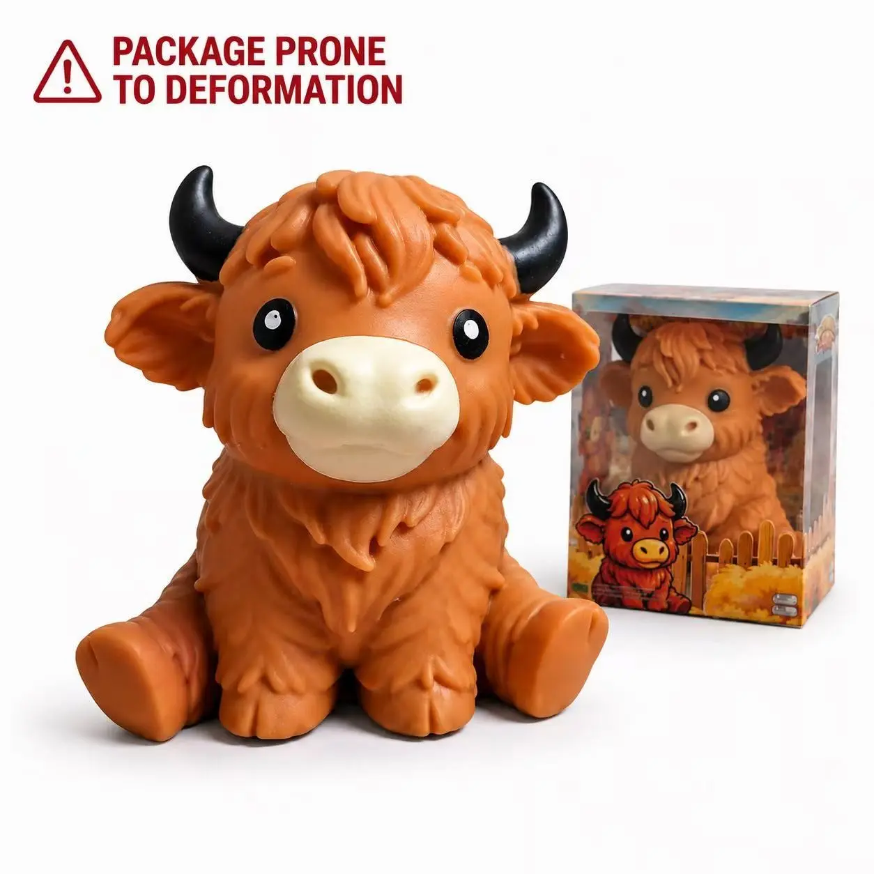 Cute Highland Cow Desk Pet & Stress Relief Figurine, Emotional Support Scottish Cattle Miniature Statue for Office Desktop, Farmhouse Bookshelf Decor, Funny Gag Gift Idea for Cow Lovers & Coworkers