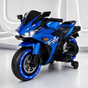 12V Kids Electric Mini Motorcycle Ride-On Toy with Training Wheels, Manual Throttle, LED Headlight, Wireless Music, ft Brake - Realistic Design for Boys and Girls Ages 3-6, Birthday Gift Option