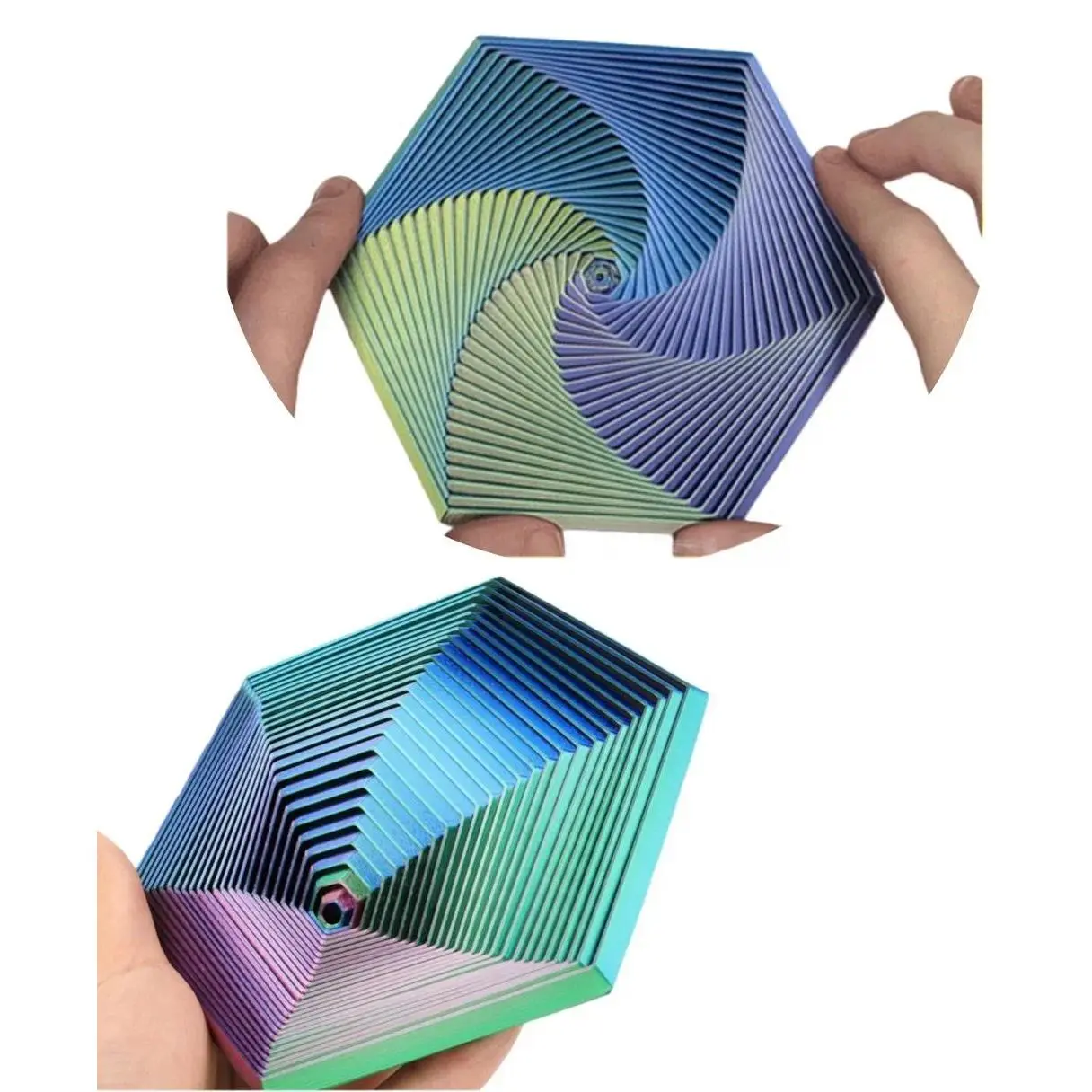 3D Printed Hexagonal Stacking Puzzle Music Box  Illusory Rotating Toy for Stress Relief And Decoration Adult Magic Illusion Gift