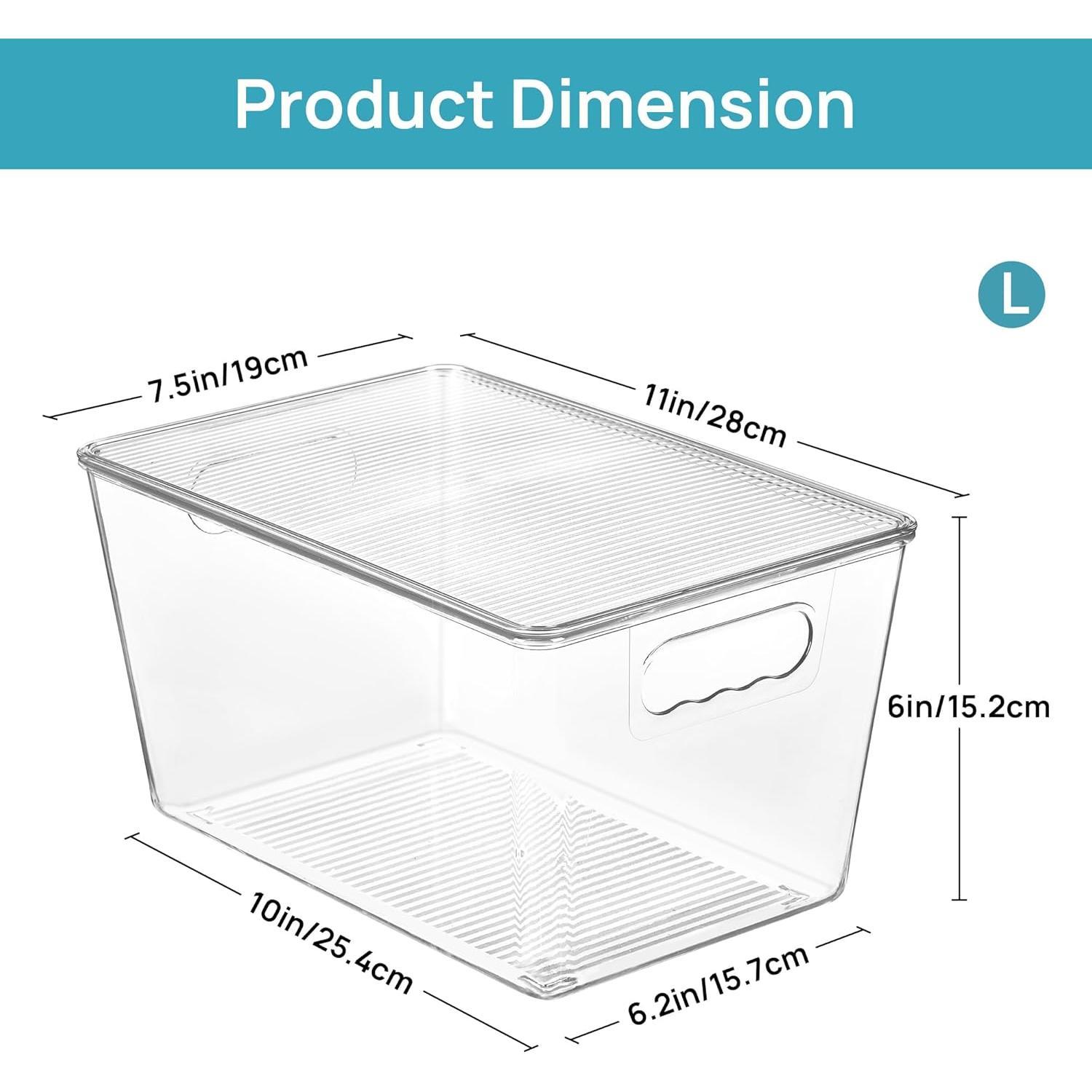 6 Pack Clear Stackable Storage Bins with Lids, Large Plastic Containers with Handle for Pantry Organizer and Storage, for Bathroom,Cabinet,Kitchen,Fridge,Closet Organization 6 Pack Clear Stackable Storage Bins with Lids, Large Plastic Containers with Handle for Pantry Organizer and Storage, for Bathroom,Cabinet,Kitchen,Fridge,Closet Organization