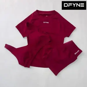 DFYNE Seamless 2 Piece Gym Set - Padded One Shoulder Tank Top & Tummy Control Yoga Shorts | Women's Biker Shorts Activewear
