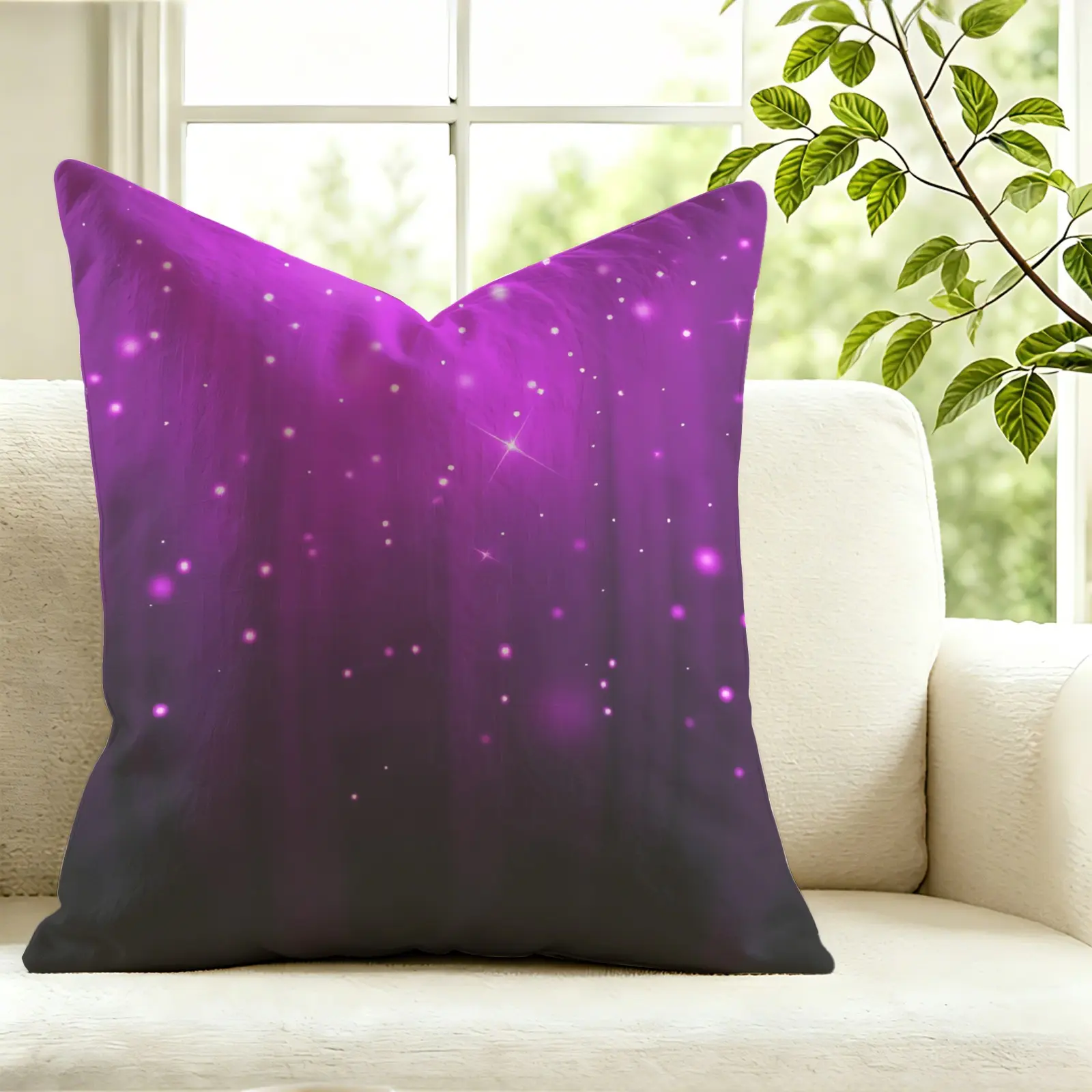 1Pc Luminous Star Curtain Throw Pillow, Soft Decorative Cushion Accent Pillow, Includes Pillow Core, Builds Elegant Dreamy Glowing Atmosphere, Easy To Decorate Beds, Sofas And Car Interiors To Upgrade Space Aesthetic Quickly