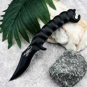 DA-61 tactical folding knife, innovative scorpion segmented aluminum handle, matte black coating on 5Cr13Mov blade, highly durable and rust-resistant. Suitable for daily unpacking, outdoor camping, hiking, fishing, and personal knife collection.
