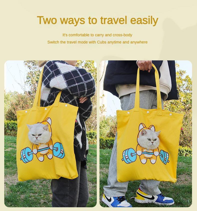 Pet Canvas Shoulder Bag, Cute Animal ShapedCat Carrier Canvas Bags,Portable Pet CanvasTote Chest Bag That Can Expose Head,OutdoorTravel Pet Carrier For Cats Dogs Pet Supplies cat dog rabbit