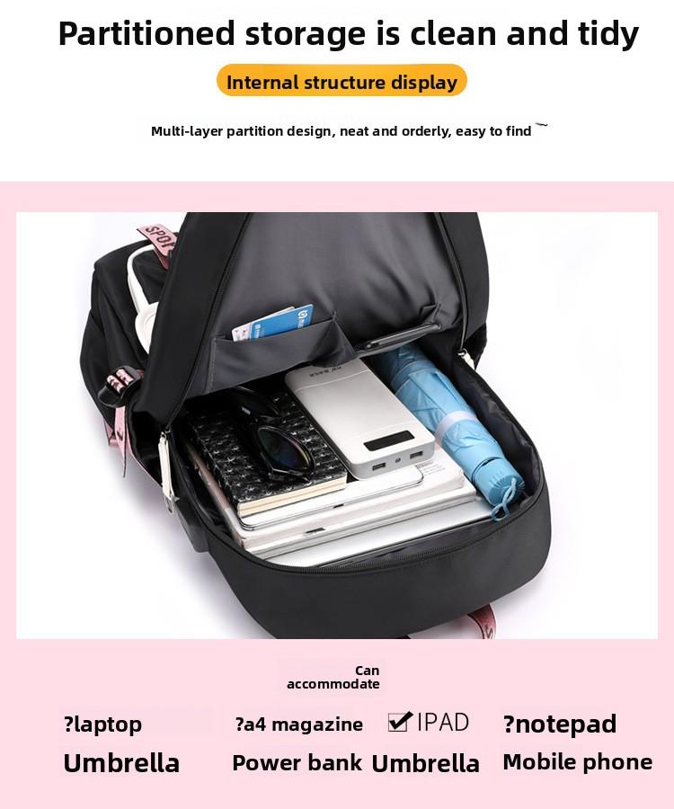 Cross-border Casual Korean Style Backpack Outdoor Large Capacity Junior High School Student Solid Color Simple Multi-layer Laptop Backpack