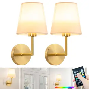 1pc Gold Wall Lamp, Only 1 minute to assemble, Rechargeable Detachable RGB Wall Light with Remote Control, Adjustable Brightness For Bedroom Living Room Hallway Staircase Home Decor Fixture