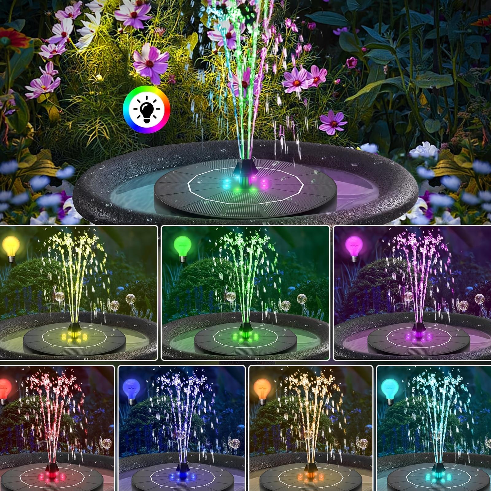 3.5W Solar Bird Bath Fountain with LED Lights, 2-in-1 Auto Color-Changing Water Pump for Garden, Pond, Patio, Kids Outdoor Toy, Bird Attracting Decor, IPX8 Waterproof, Tool-Free Setup