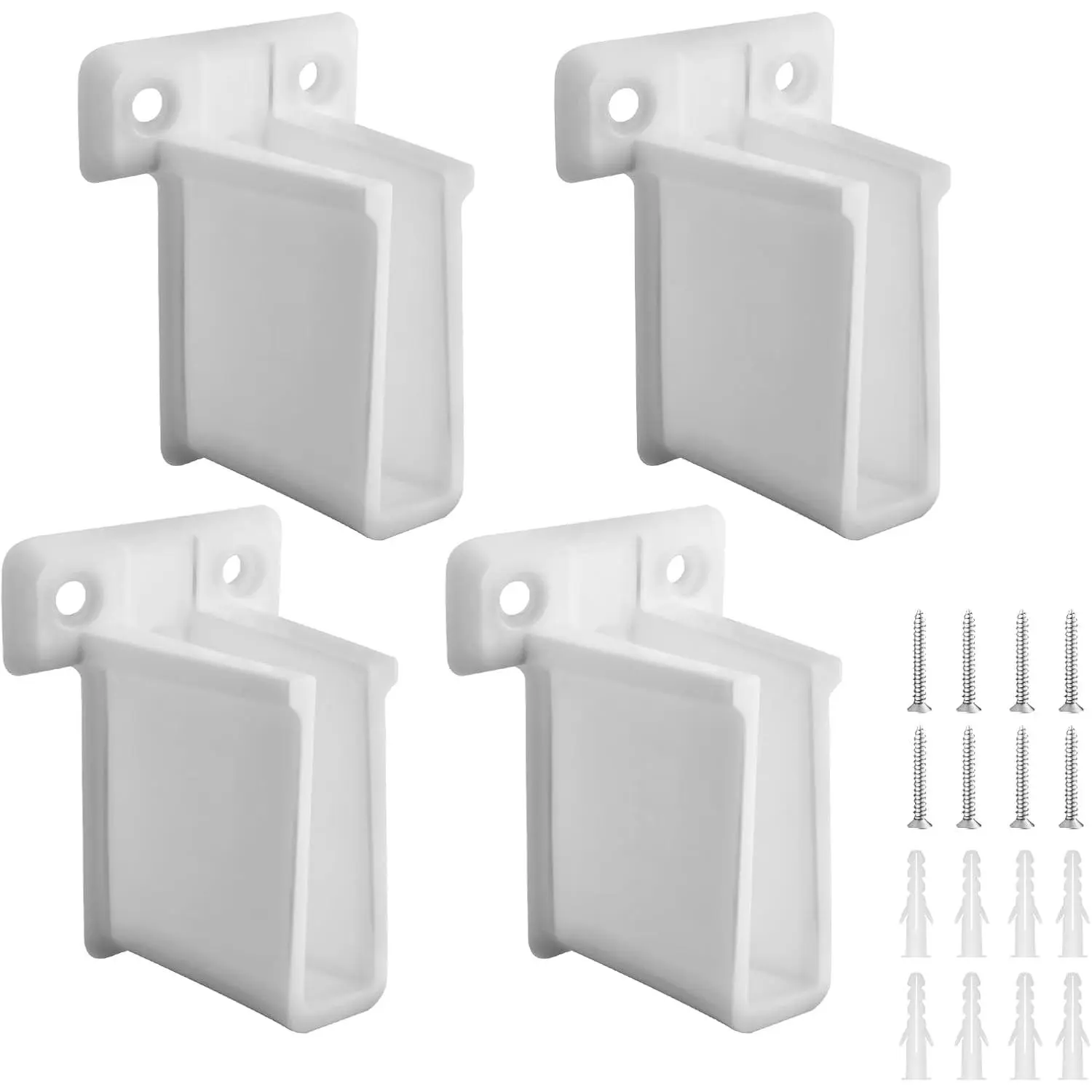 4 Pack Wire Shelf End Bracket - Heavy Duty Closet Shelf Brackets, White Plastic Closet Rod & Wall Shelf Supports with Screws, Suitable for Mesh Shelving