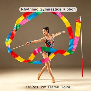Artistic Gymnastics Ribbon, 2m Long Rhythmic Dance Streamer, Anti-Tangle Rotating Joint, Ideal for Performance, Fitness, Training, Holiday Decor