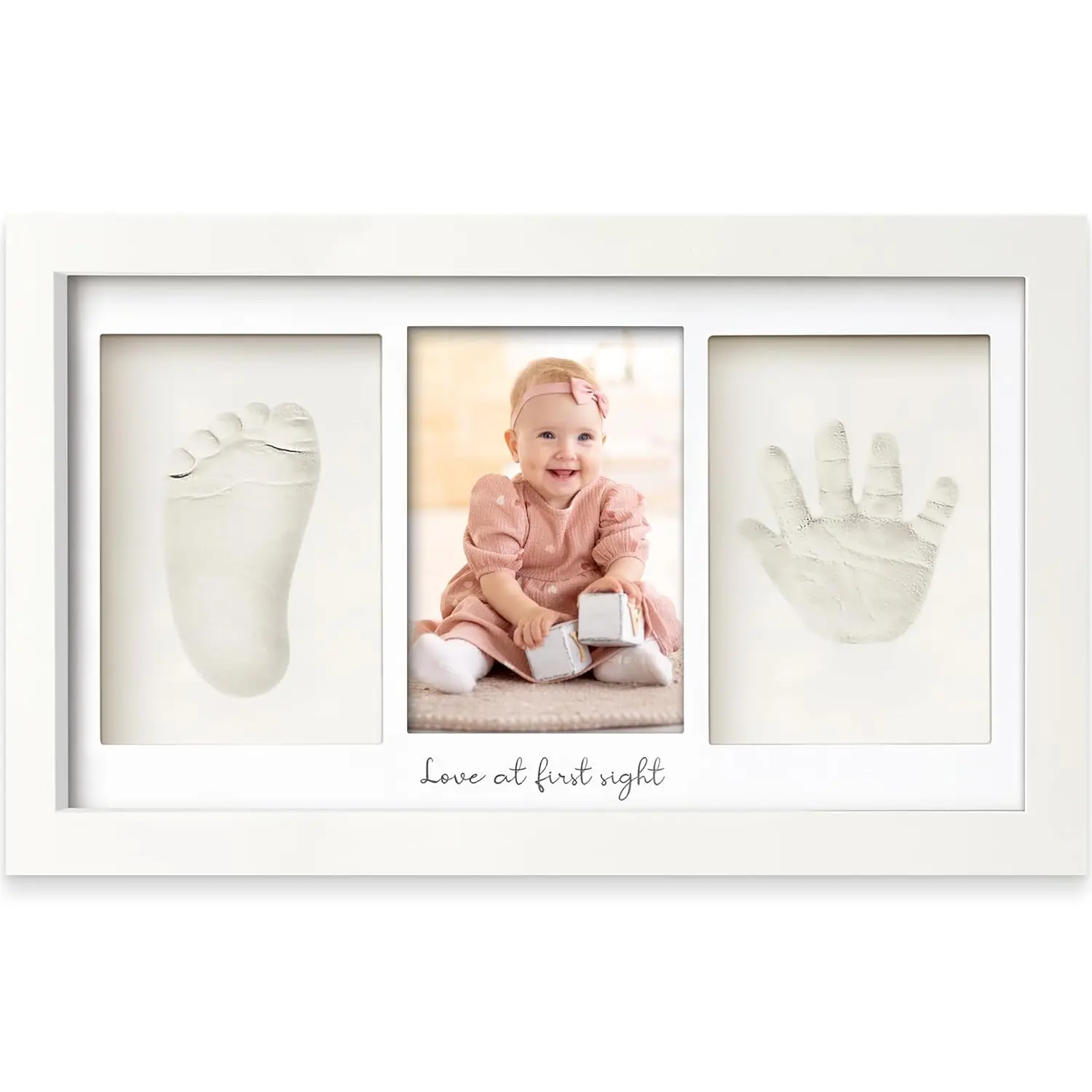 Baby Hand and Footprint Set - Clay Handprint Keepsake Frame, Newborn Baby Room Photo Frame, Personalized Gift for New Moms, Suitable for Baby Showers and Registry Gifts, First Mother's Day Gift (Alpine White): Baby