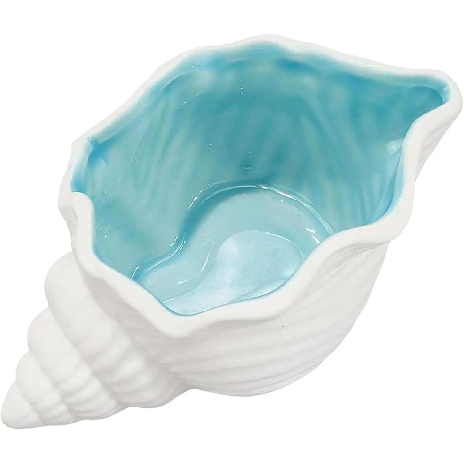 Ceramic Conch Shell Bowl Coastal Decor  Trinket Dish |  Blue Room Decor, Seashell Shape, Ring & Trinket Holder, Coastal Beach Theme, Desk Organizer