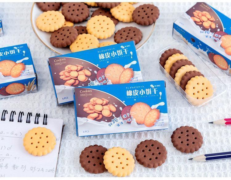 Cute Kawaii Creative Biscuit Eraser Cookie Rubber School Supplies Stationery Novelty Lovely Cake Eraser