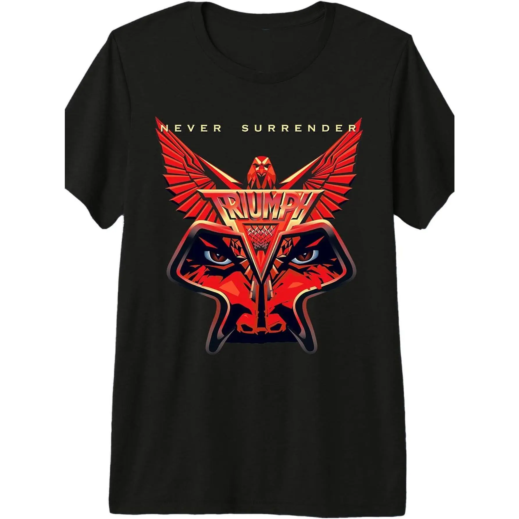 Men's Cotton Shortsleeve Round Neck T-Shirt Tops Clothes - "Triumph Never Surrender" Funny Print, Slightly Elastic Soft Regular Fit, Foldable Hangable, Japanese Preppy Retro Basic Design, Cold Wash, Spring Summer Casual Wear, All Seasons