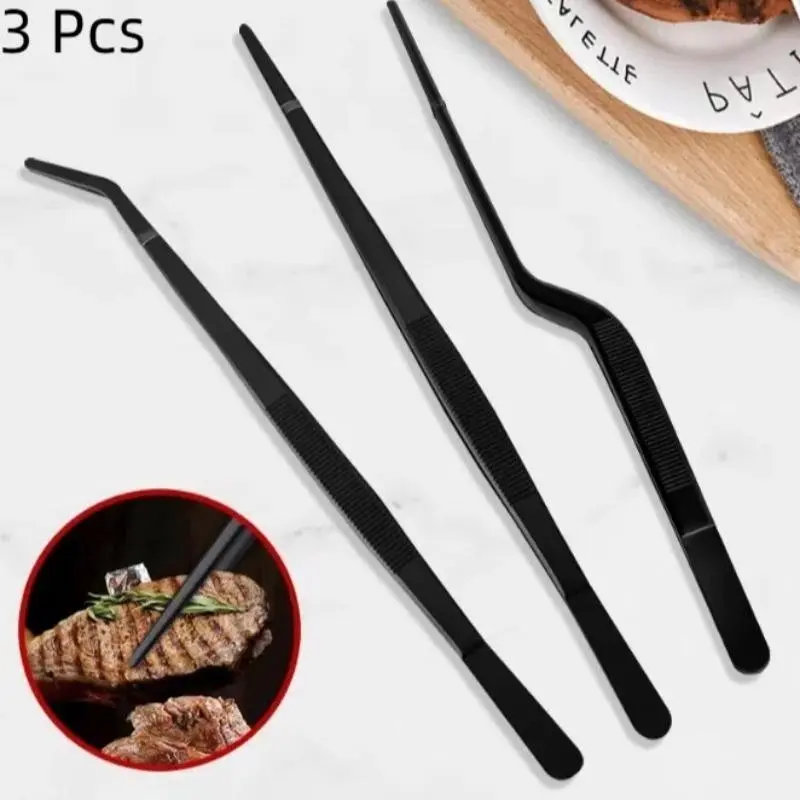 3-Piece Stainless Steel Kitchen Tongs Set, 11.8 Inch Professional Cooking Tongs, Ideal for Meat, Pasta, BBQ, Baking, Serving