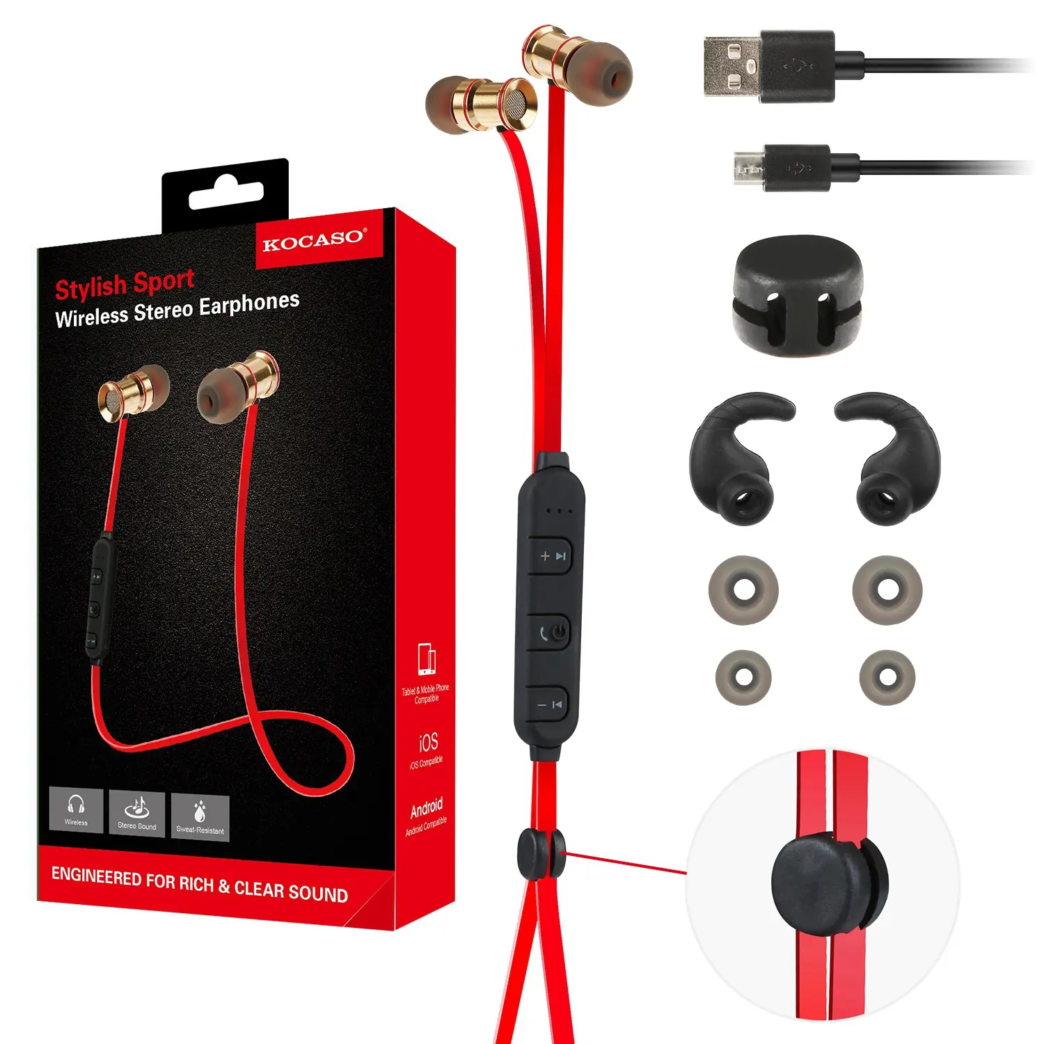Sport Headsets Wireless V4.1 In-Ear Stereo Headphones Sweat-proof Running Earphones w/Mic Hands-free
