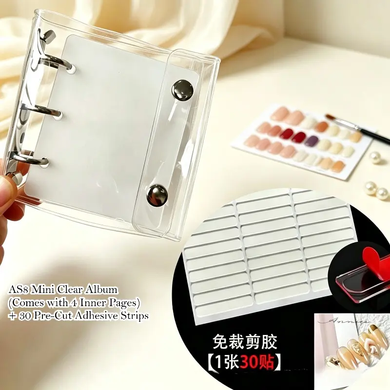 Mini Press-On Nail Storage Book, Portable Nail Art Display & Collection Album, Nail Tip Sample Storage Card Holder, Pocket Nail Tool Organizer