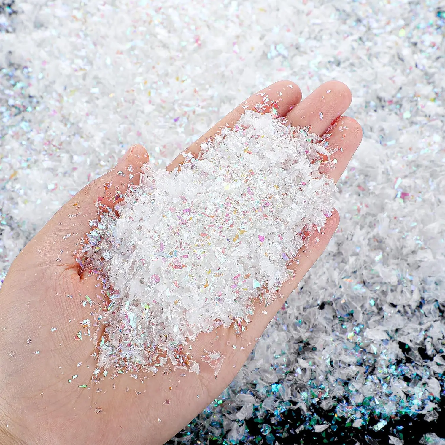 Snow Christmas Twinkles Artificial Flake for DIY Decor, 3.8 oz | Sparkly Artificial Snowflake Iridescent Faux  Filler & Glitter Twinkle for Xmas DIY Village, Snow Globe & Holiday