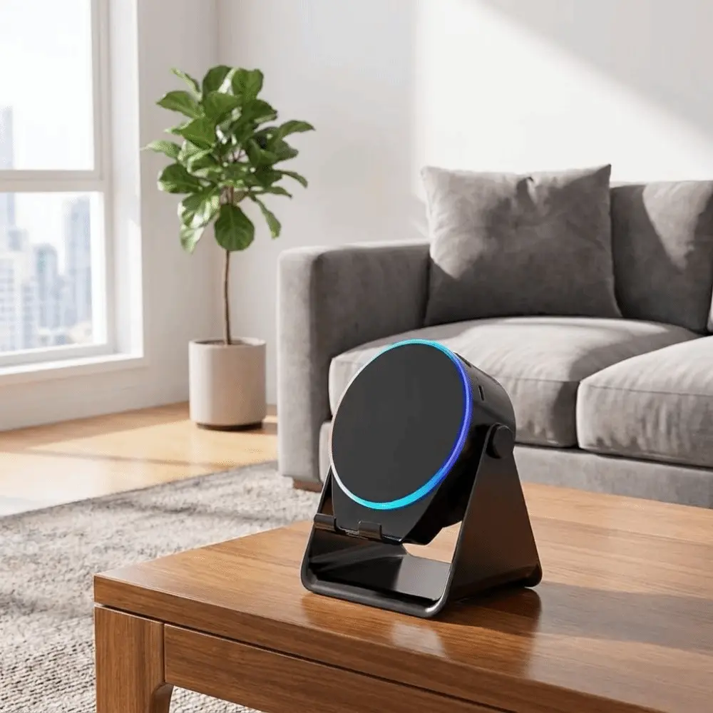Wireless induction speaker and magnetic stereo phone holder - with 360-degree rotation, surround sound, hands-free calling and charging functions. Suitable for use in the bedroom, kitchen or camping. Audio Bluetooth Colorful Compact Connection Tablets Bla