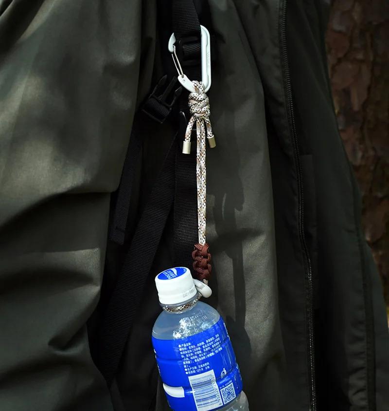 Quick-Release Paracord Water Bottle Hang Buckle Carabiner Portable EDC Clip Multifunctional Hook for Outdoor Hiking Backpack