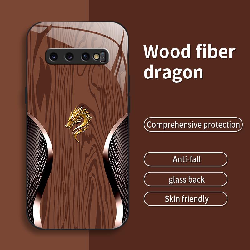 Suitable for [Galaxy S10 Plus] Personality, simple, luxurious, split dragon pattern, creative, business, high-end, drop-proof glass mobile phone case, affordable, drop-proof, anti-fingerprint-888