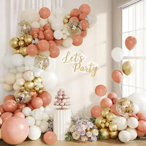 and  Balloon Arch Kit, 135 count Rose  Balloon Arch Garland Kit with Blush   White Balloons Confetti Balloons for Girls Birthday Wedding Party Decorations  Shower Anniversary