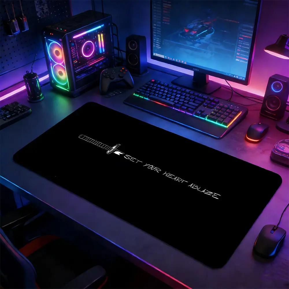 Katana Quote Large Extended Gaming Mouse Pad, Non-Slip Rubber Base Stitched Lock Edge Desk Mat, Minimalist Japanese Samurai Art Design Desk Pad, Durable Computer Accessory for Home Office & Gaming Setup, Perfect Gift for Gamers & Anime Fans