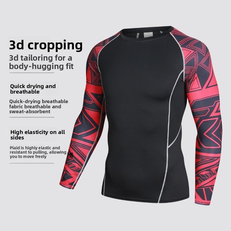 Outdoor cycling clothes, running basketball training, sports clothes, fitness clothes, tops, flower arms, long sleeves, high elastic tights, quick-drying clothes. workout