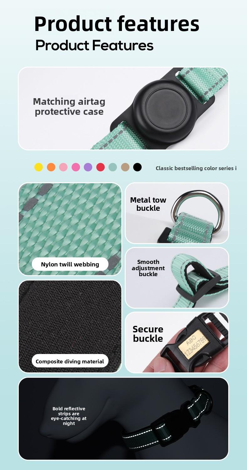 GPS Tracker Compatible Dog Collar, Waterproof Anti-Lost Pet Collar with Reflective Strips, Custom Laser Engraved, Durable for Small Medium Dogs, Safety Walking Pet Collar Protective Cover, Escape Proof Lightweight Adjustable Dog Neck Strap