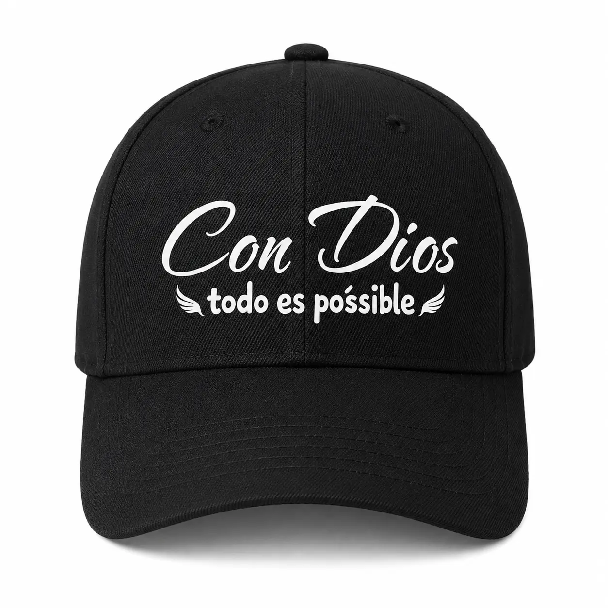 Con Dios Todo Es Posible Spanish Faith Graphic Print Cap, Structured Polyester Baseball Hat for Men and Women, Christian Religious Father's Day Gift, Casual Curved Brim