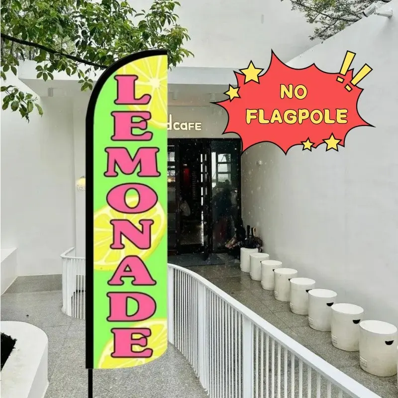 1pc Lemonade Feather Flag Summer Lemonade Swooper Flags Banner Sign Open Advertising Banner Sign for Business Advertising Outside