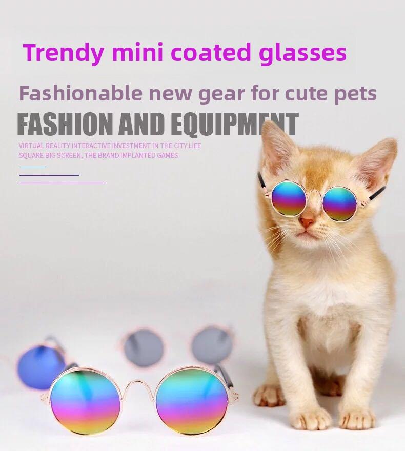 Dog Cat Pet Sunglasses Creative Trendy Sunwear Cute Accessories Mini Eyewear for Small Animals Adjustable Fit Summer Outdoor Play