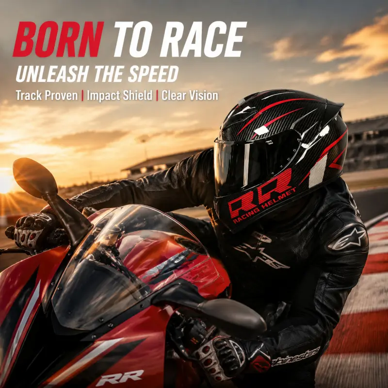 DOT certification, 3C certification, double certification motorcycle full helmet for men and women, retro motorcycle helmet for summer and winter, double R style, red and black color, Full Face Helmet