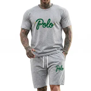 Men's 2 Piece Short Set, Casual Script Letter Graphic Print Summer Outfit, Lightweight Athletic Streetwear for Gym & Travel, Two Piece Set